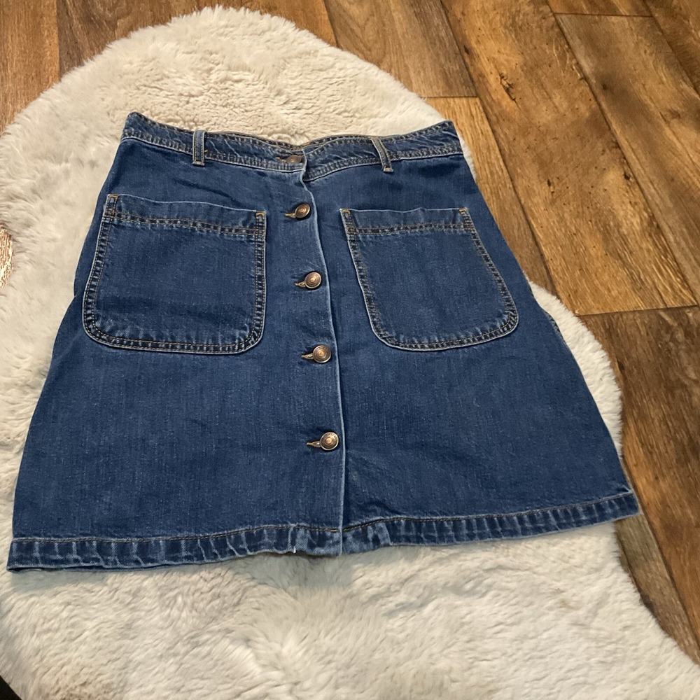 Zara Womens Skirt Size Medium Blue Cotton Comfort Front Pockets Denim Short Mini